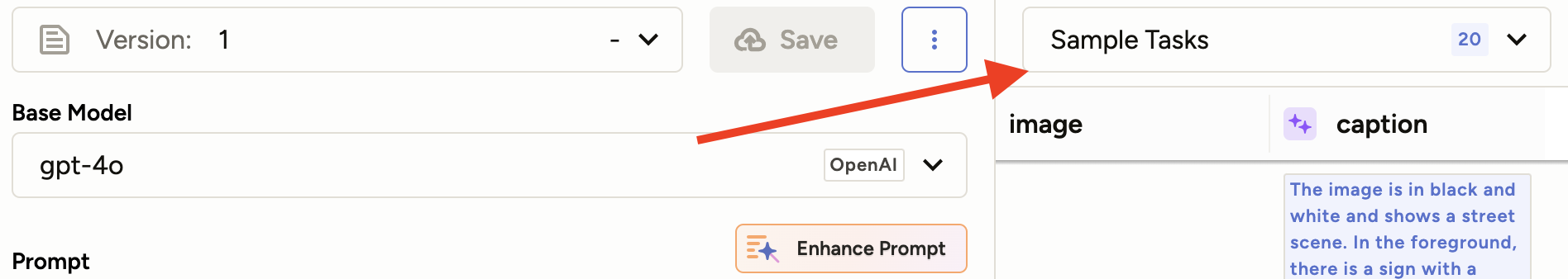 Screenshot pointing to subset dropdown